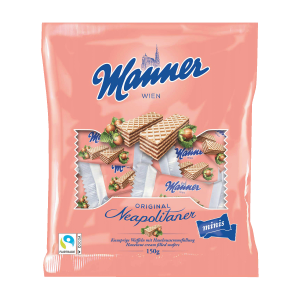 Manner Original Neapolitan Mini Vohvelit Hasselpähkinätäytteellä 150g