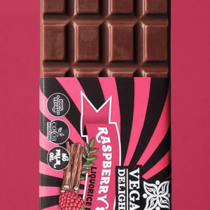 Vegan Delights Raspberry & Salty Liquorice Bar vadelma-salmiakkisuklaalevy 80g