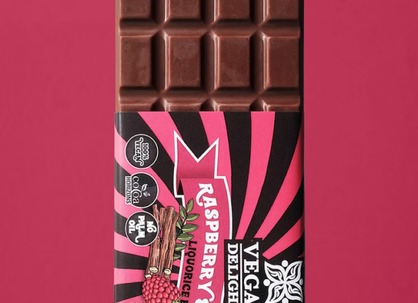 Vegan Delights Raspberry & Salty Liquorice Bar vadelma-salmiakkisuklaalevy 80g