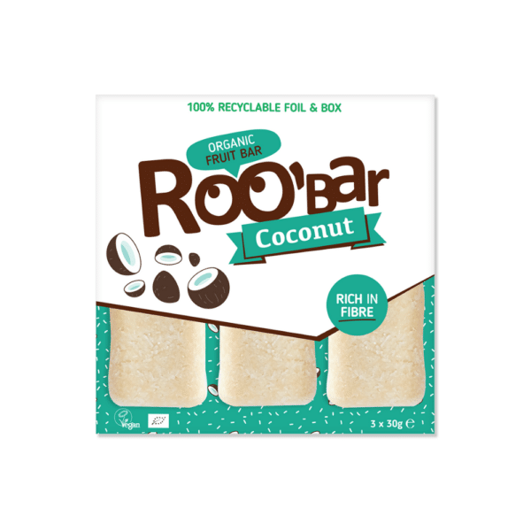 Roobar Organic Coconut Bar kookospatukka 3x30g